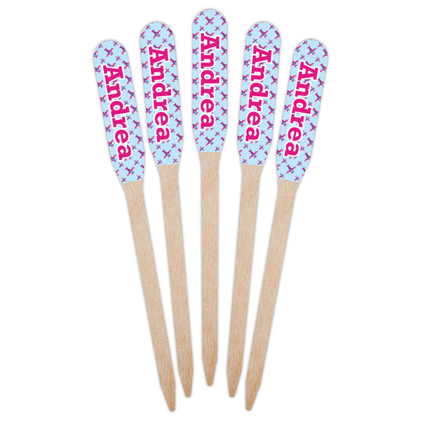 Airplane Theme - for Girls Wooden Food Pick - Paddle - Fan View