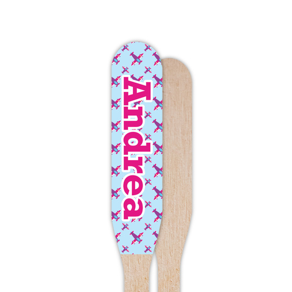 Airplane Theme - for Girls Wooden Food Pick - Paddle - Single Sided - Front & Back