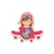 Airplane Theme - for Girls Wooden Sticker - Main