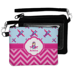 Airplane Theme - for Girls Wristlet ID Case w/ Name or Text