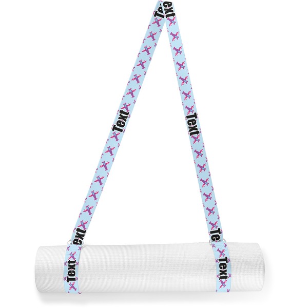 Custom Airplane Theme - for Girls Yoga Mat Strap (Personalized)