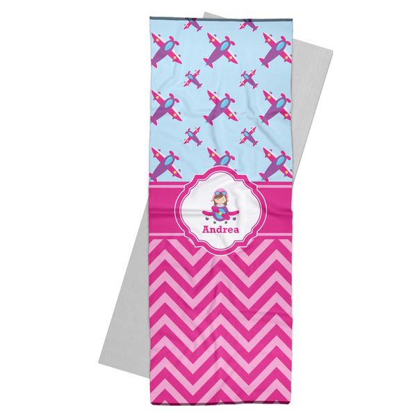 Custom Airplane Theme - for Girls Yoga Mat Towel (Personalized)