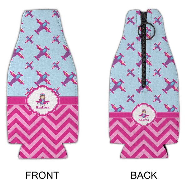 Airplane Theme - for Girls Zipper Bottle Cooler - APPROVAL