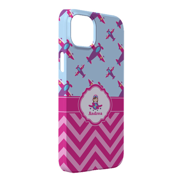 Custom Airplane Theme - for Girls iPhone Case - Plastic - iPhone 14 Plus (Personalized)