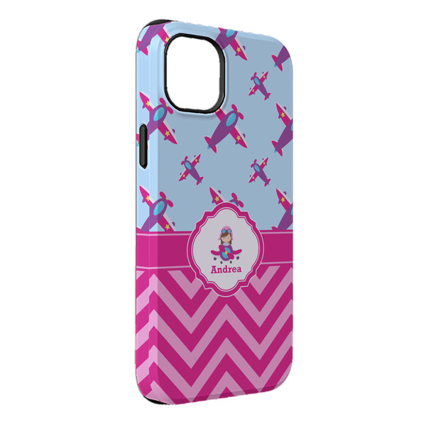 Custom Airplane Theme - for Girls iPhone Case - Rubber Lined - iPhone 14 Plus (Personalized)