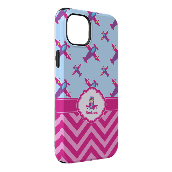 Custom Airplane Theme - for Girls iPhone Case - Rubber Lined - iPhone 14 Pro Max (Personalized)