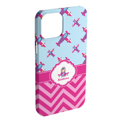 Airplane Theme - for Girls iPhone Case - Plastic - iPhone 15 Plus (Personalized)