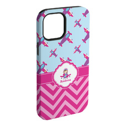 Airplane Theme - for Girls iPhone Case - Rubber Lined - iPhone 15 Plus (Personalized)