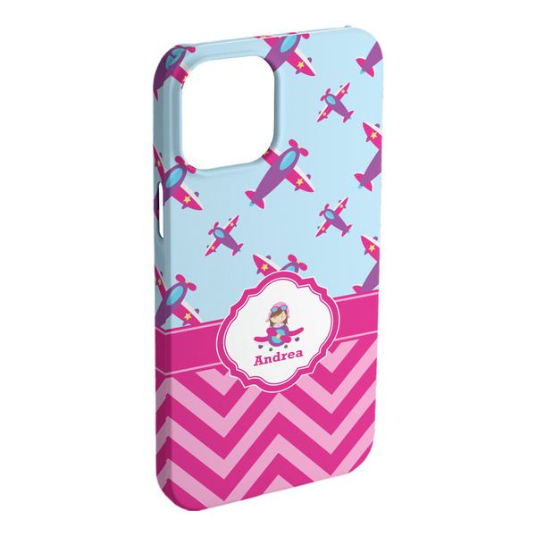 Custom Airplane Theme - for Girls iPhone Case - Plastic - iPhone 15 Pro Max (Personalized)