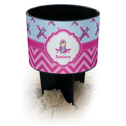 Airplane Theme - for Girls Black Beach Spiker Drink Holder (Personalized)