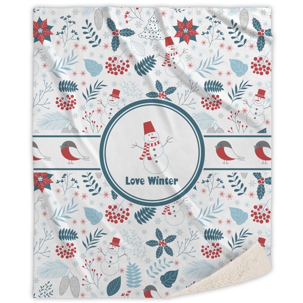 Custom Winter Sherpa Throw Blanket (Personalized)