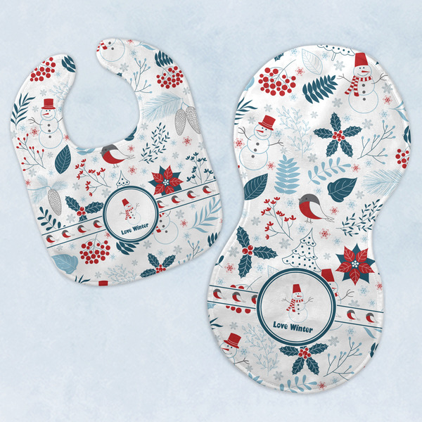 Custom Winter Baby Bib & Burp Set