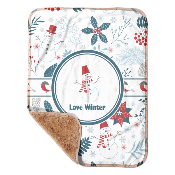 Custom Winter Snowman Sherpa Baby Blanket - 30" x 40"