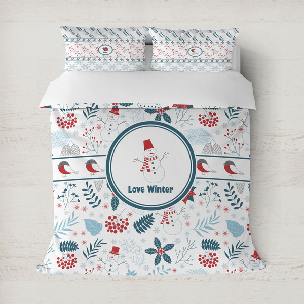 Custom Winter Snowman Duvet Cover
