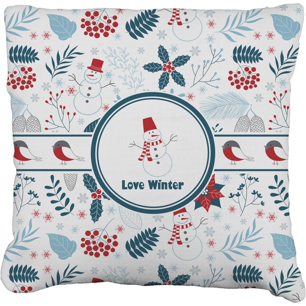 Custom Winter Faux-Linen Throw Pillow 18" (Personalized)