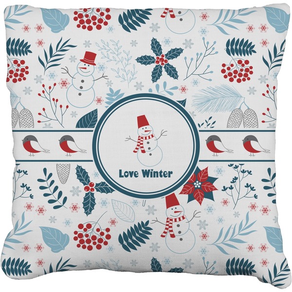 Custom Winter Faux-Linen Throw Pillow 20" (Personalized)