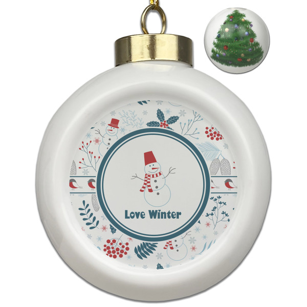 Custom Winter Ceramic Ball Ornament - Christmas Tree