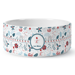 Winter Ceramic Dog Bowl - Medium (Personalized)