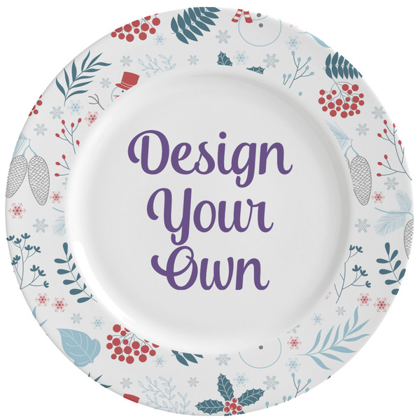 Custom Winter Ceramic Dinner Plates (Set of 4) (Personalized)