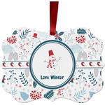 Winter Snowman Metal Frame Ornament - Double Sided