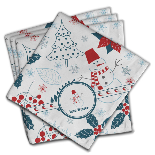 Custom Winter Cloth Napkins (Set of 4) (Personalized)