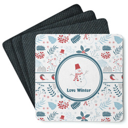 Winter Square Rubber Backed Coasters - Set of 4 (Personalized)