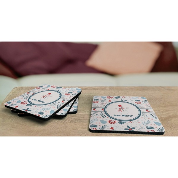 Winter Coaster Rubber Back - On Coffee Table