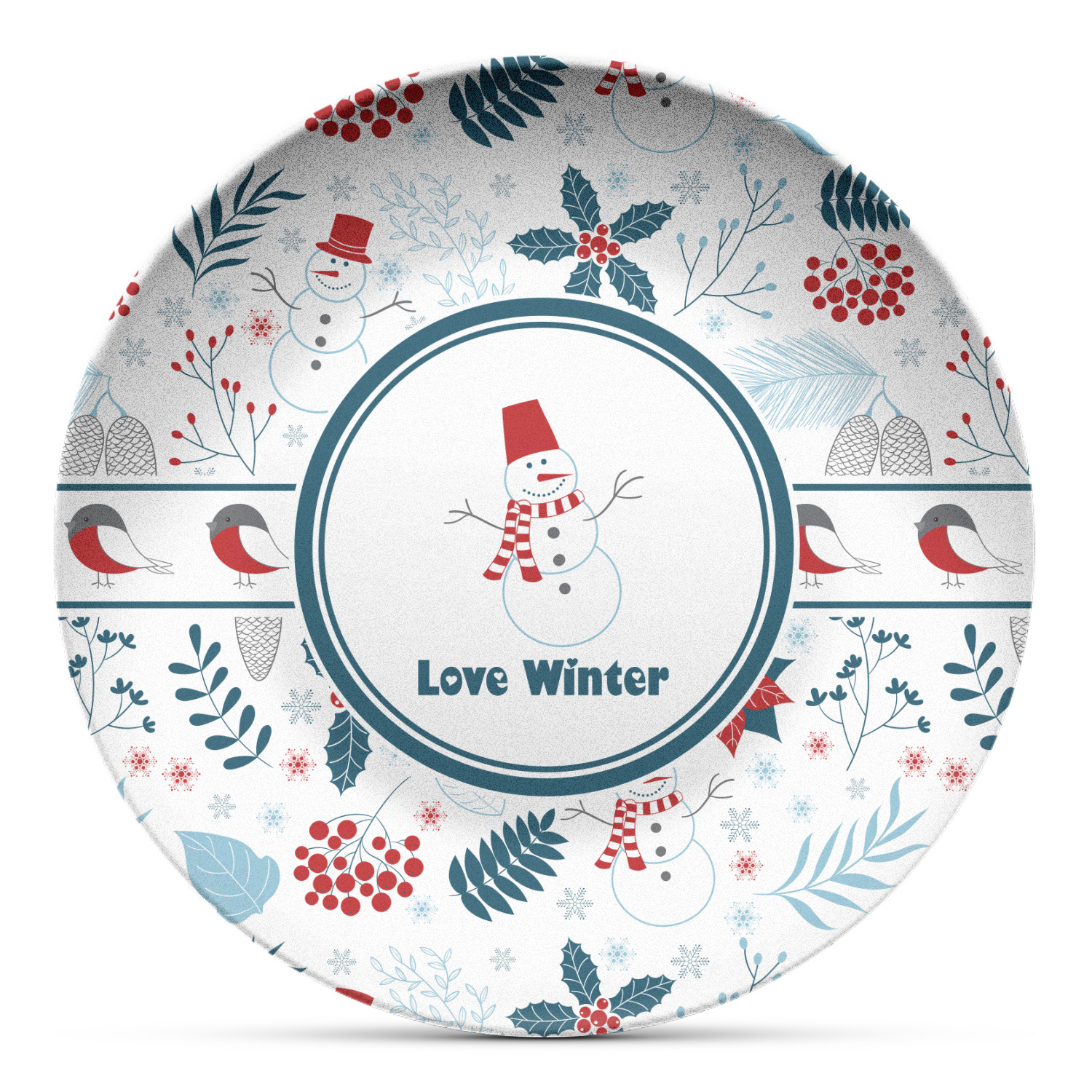 Winter Microwave Safe Plastic Plate - Composite Polymer (Personalized