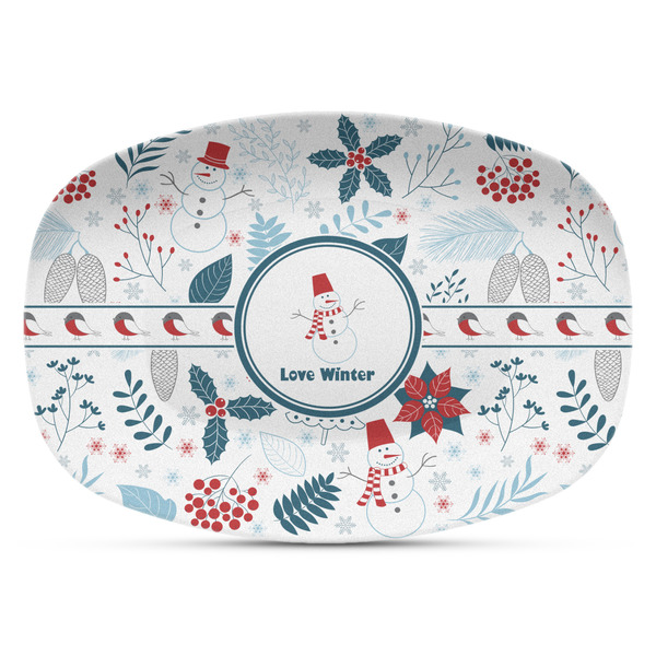 Custom Winter Plastic Platter - Microwave & Oven Safe Composite Polymer (Personalized)