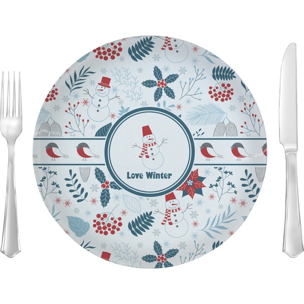 Custom Winter Glass Lunch / Dinner Plate 10" (Personalized)