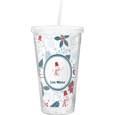 Winter Double Wall Tumbler with Straw (Personalized)
