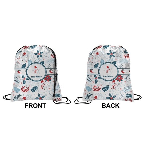 Winter Drawstring Backpack Front & Back Small