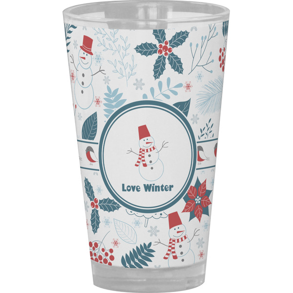Custom Winter Snowman Pint Glass - Full Color