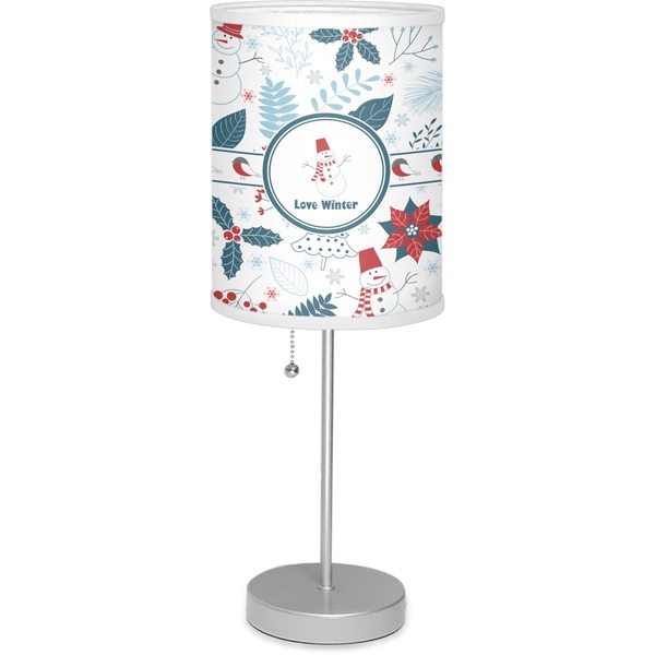 Custom Winter 7" Drum Lamp with Shade Linen (Personalized)
