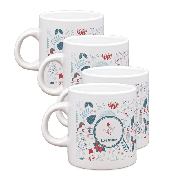 Custom Winter Snowman Single Shot Espresso Cups - Set of 4