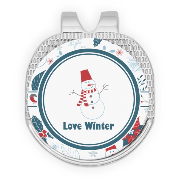 Custom Winter Snowman Golf Ball Marker - Hat Clip - Silver