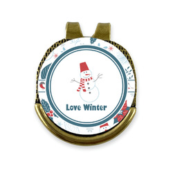 Winter Snowman Golf Ball Marker - Hat Clip - Gold