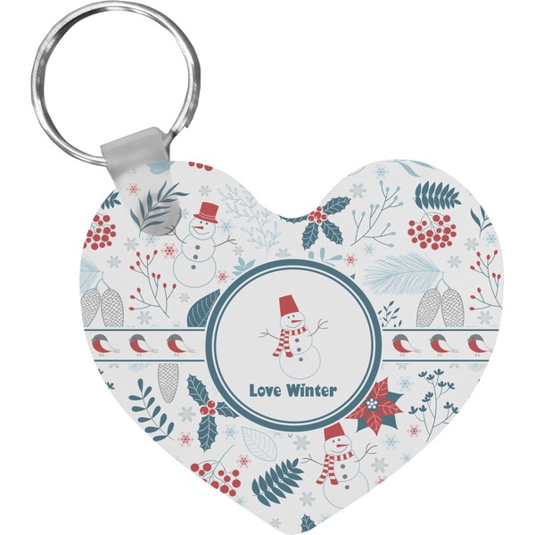 Custom Winter Heart Plastic Keychain