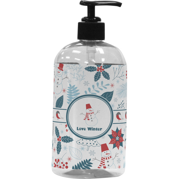 Custom Winter Snowman Plastic Soap / Lotion Dispenser (16 oz - Large - Black)
