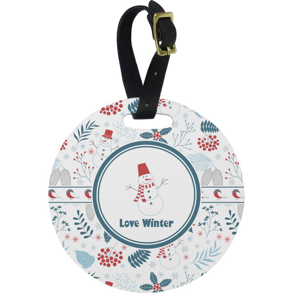 Custom Winter Plastic Luggage Tag - Round