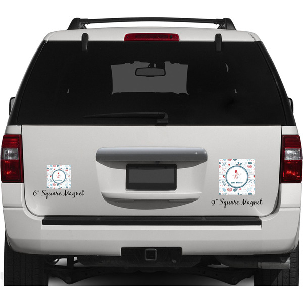 Winter Personalized Square Car Magnets on Ford Explorer