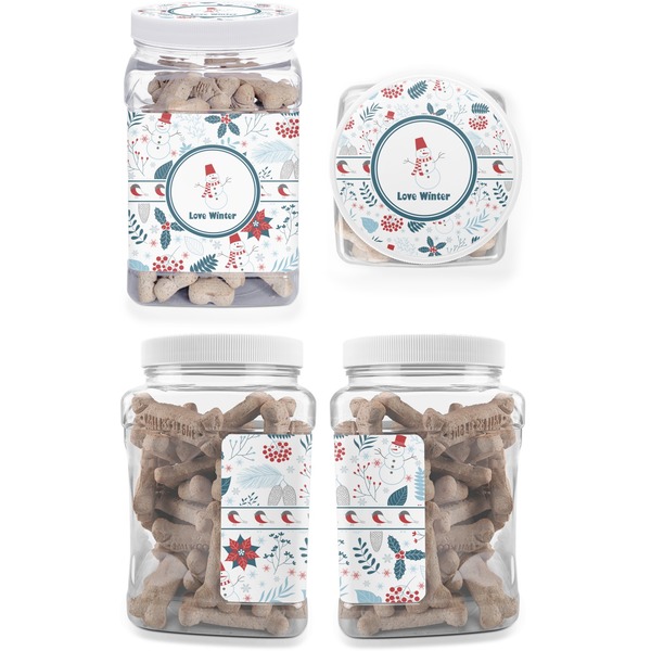 Winter Pet Treat Jar - Multiple Angles