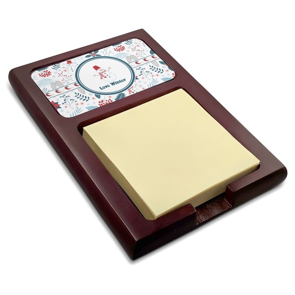 Custom Winter Red Mahogany Sticky Note Holder (Personalized)