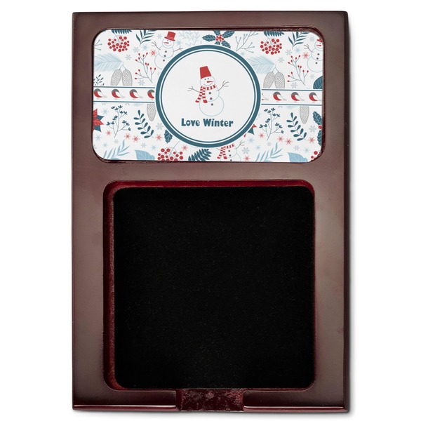 Winter Red Mahogany Sticky Note Holder - Flat