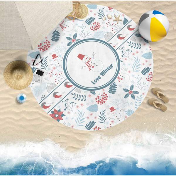 Winter Round Beach Towel Lifestyle