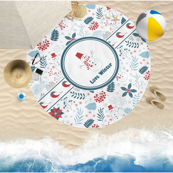 Winter Round Beach Towel Lifestyle