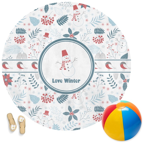 Custom Winter Round Beach Towel (Personalized)