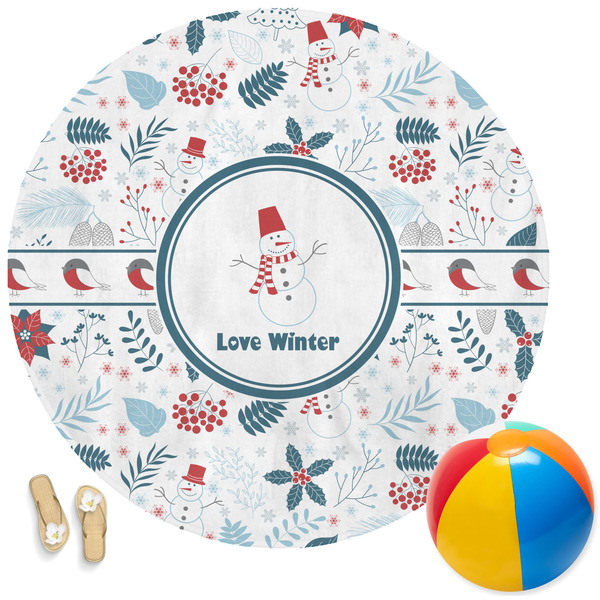Custom Winter Round Beach Towel (Personalized)