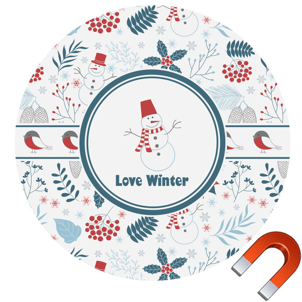 Custom Winter Round Car Magnet - 6" (Personalized)