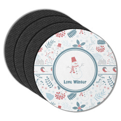 Winter Round Rubber Backed Coasters - Set of 4 (Personalized)